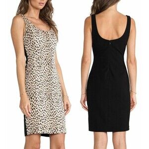 DIANE VON FURSTENBERG DVF $398 Arianna Leopard Ponte Back Dress Size 10